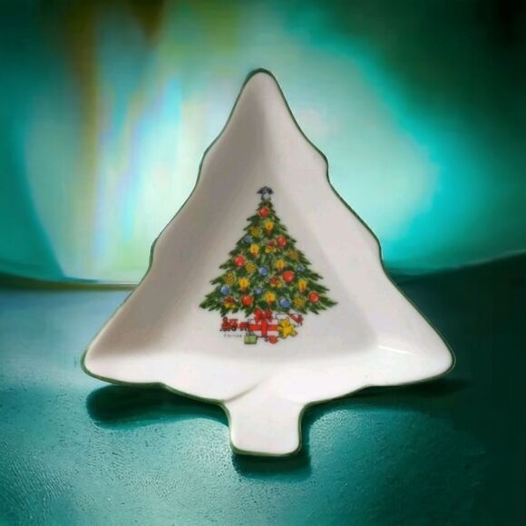 Mt Clemens Pottery Candy Dish Ceramic Tray Nut Bowl Vintage Japan Christmas Tree - Picture 1 of 15